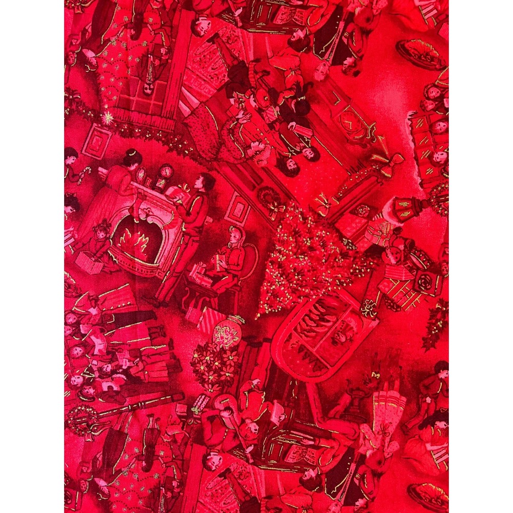 Fabric - VTG 60s Mid-Century Americana Holiday Nostalgia Monochromatic Toile BTY